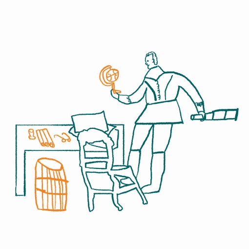 illustrazione di un esploratore che studio la rotta